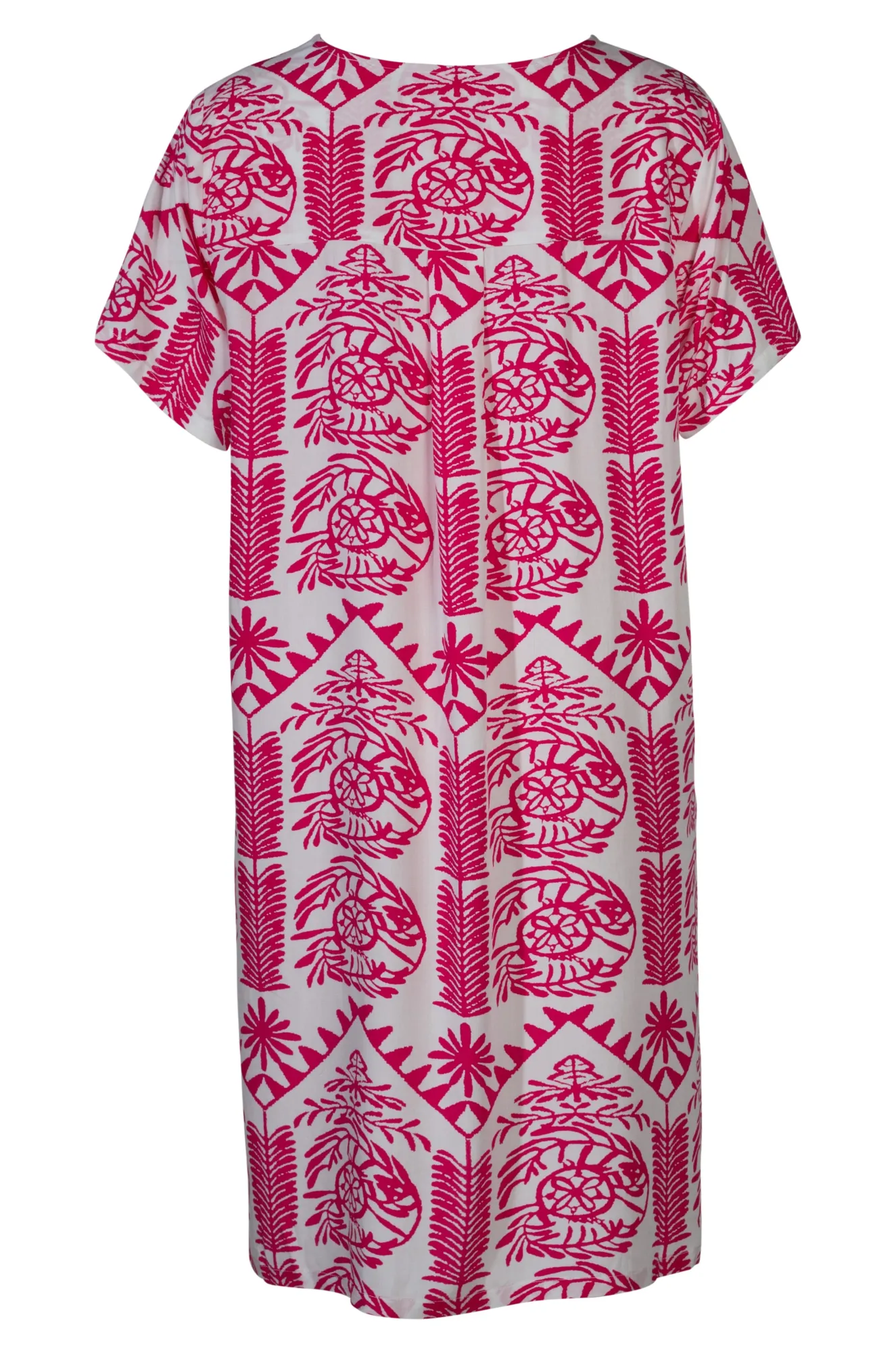 Round neck Dress with pockets | Cerise White Tile | 3341A1 Flexible Apparel AbrasionFree Edging