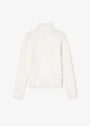 Warm Wear Sheer Flower Jacquard Mockneck