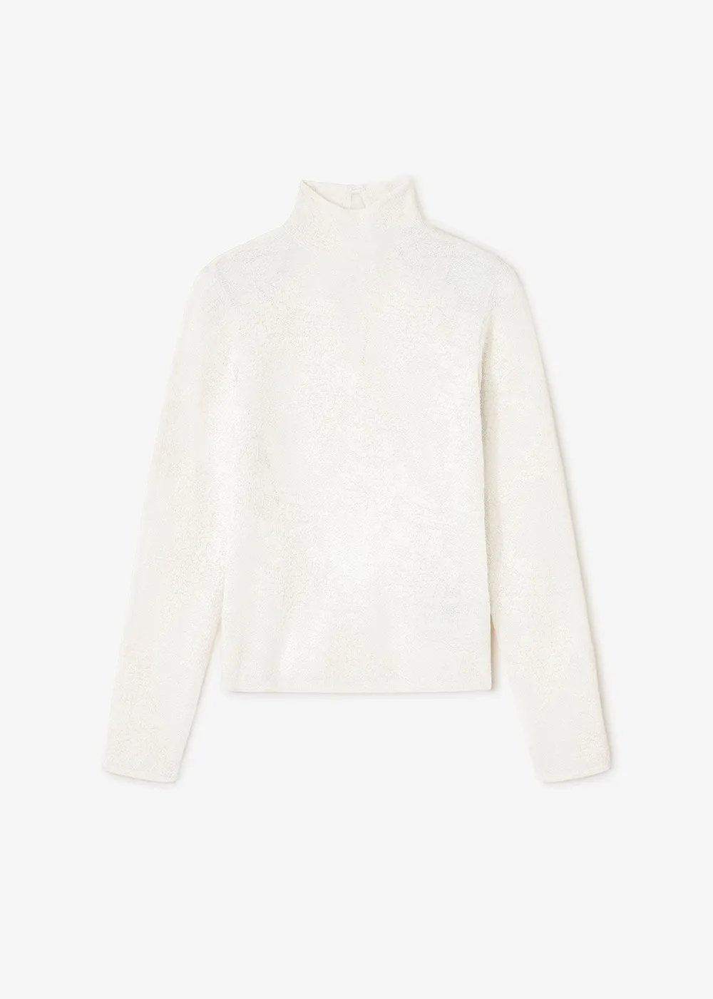 Warm Wear Sheer Flower Jacquard Mockneck
