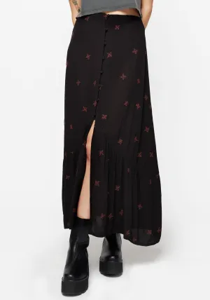 Simple Layers Sublime Witches Knot Embroidered Button Down Midaxi Skirt