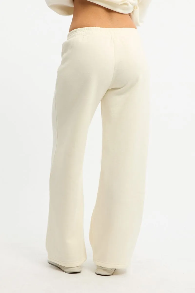 Performance Fit Classic Design White Track Pants Wide Leg
