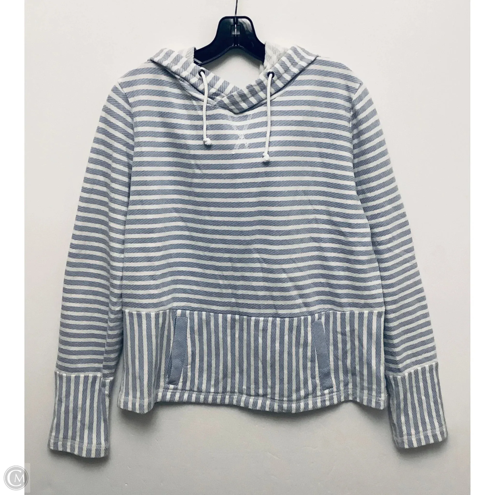 Sweatshirt Hoodie By Clothes Mentor In Blue & White, Size: M Comfortable fit Layering Piece