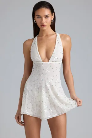 Energy Wear Casual Wear Embellished Multi-Strap Mini Dress in Ivory