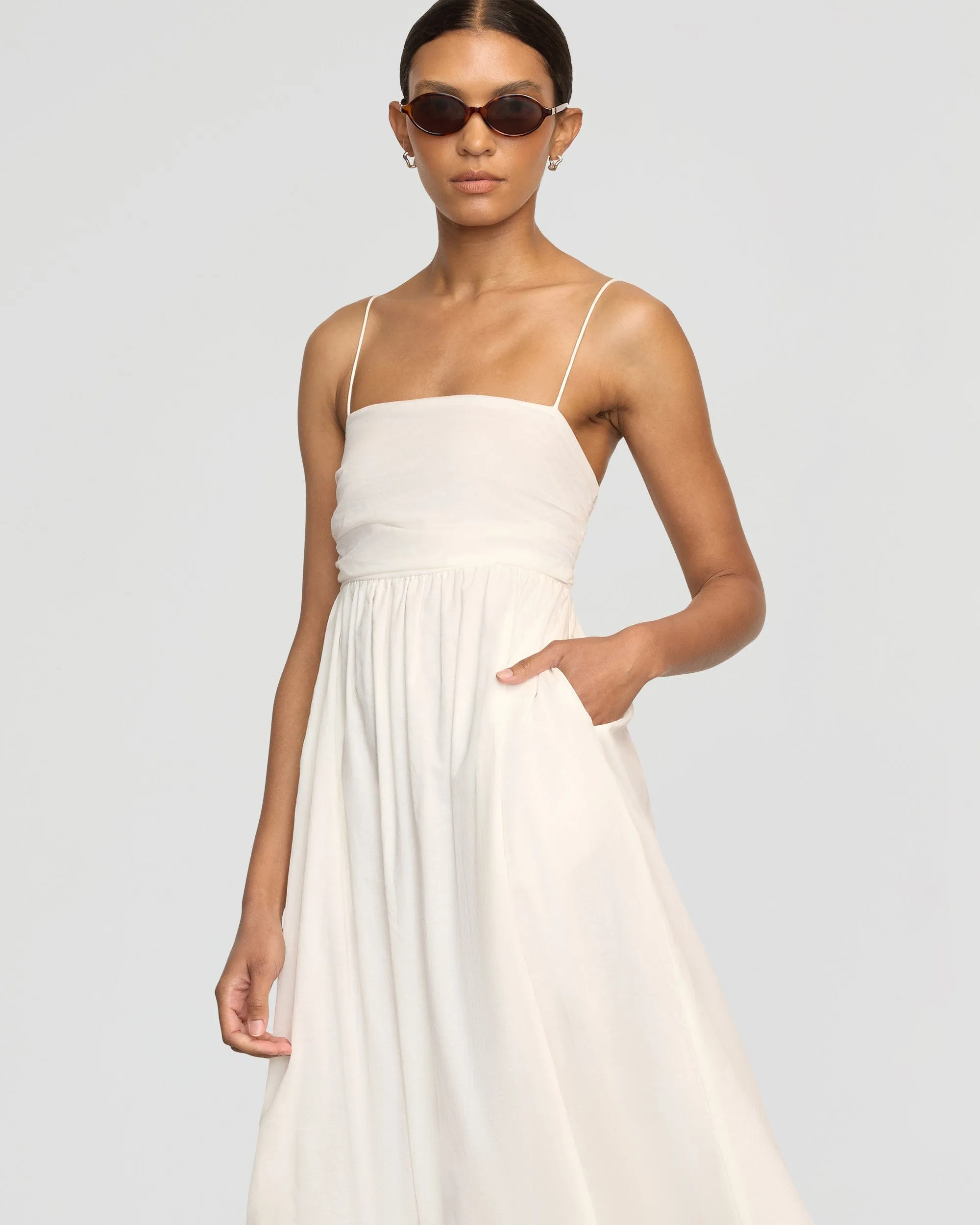 AntibacterialMaterial Aurora Ruched Organic Cotton Maxi Dress