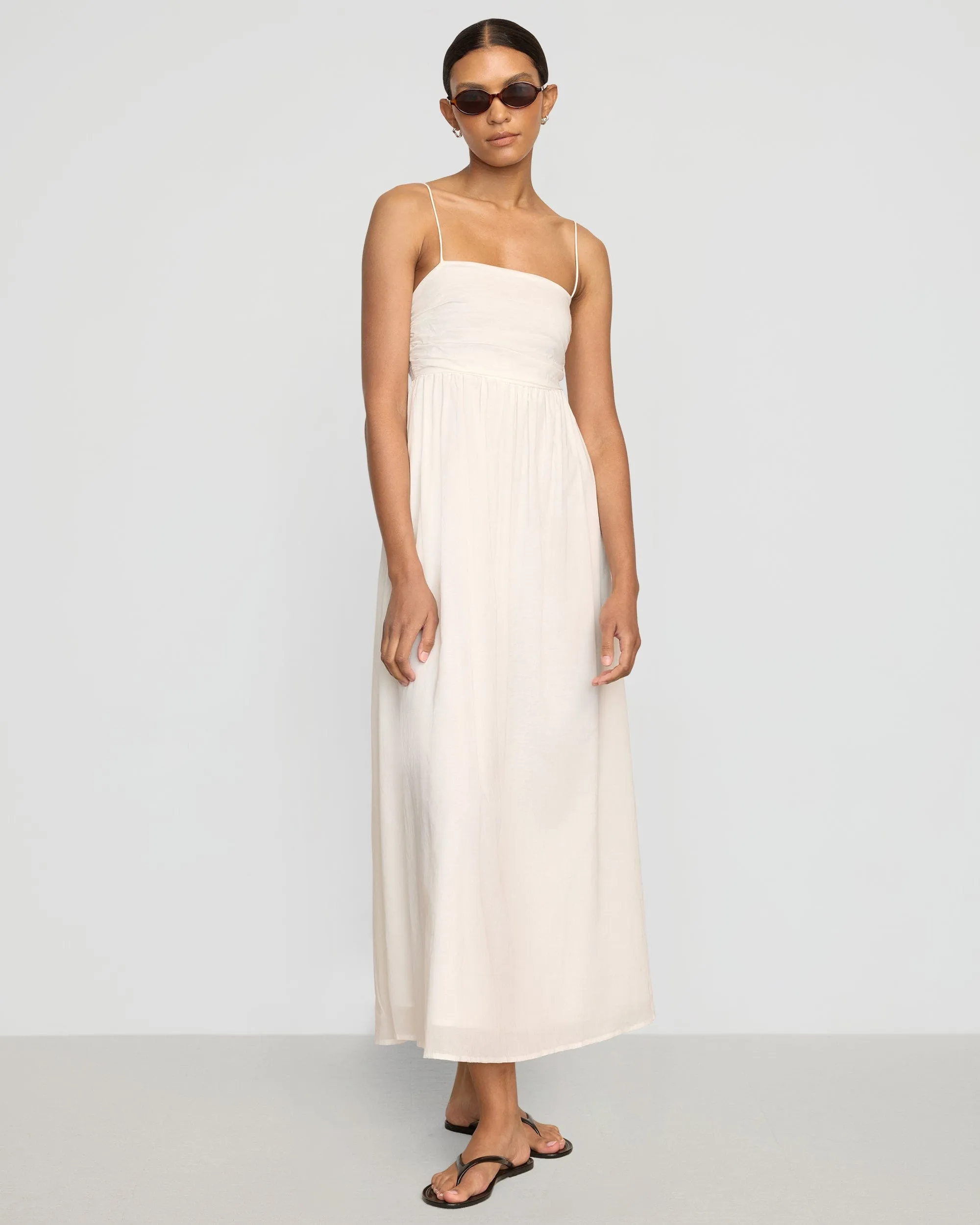 MoistureWickingMaterial Aurora Ruched Organic Cotton Maxi Dress