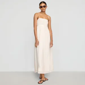 Aurora Ruched Organic Cotton Maxi Dress spring fresh ReinforcedHems
