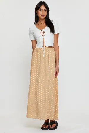 Comfort First Polka Dot High Waist Front Slit Maxi Skirt