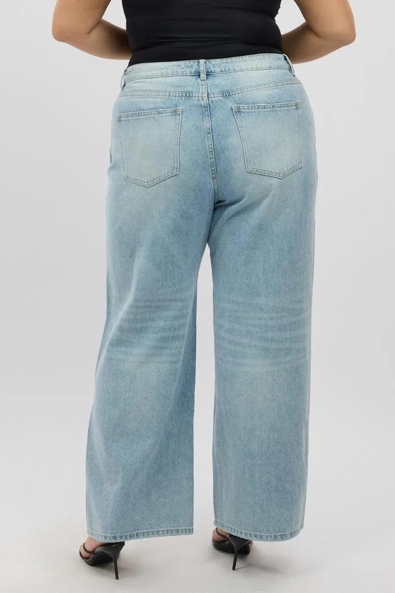 Denim Wide Leg Jeans Mid Rise Professional Wear Weekend Warrior Neutral Casual
