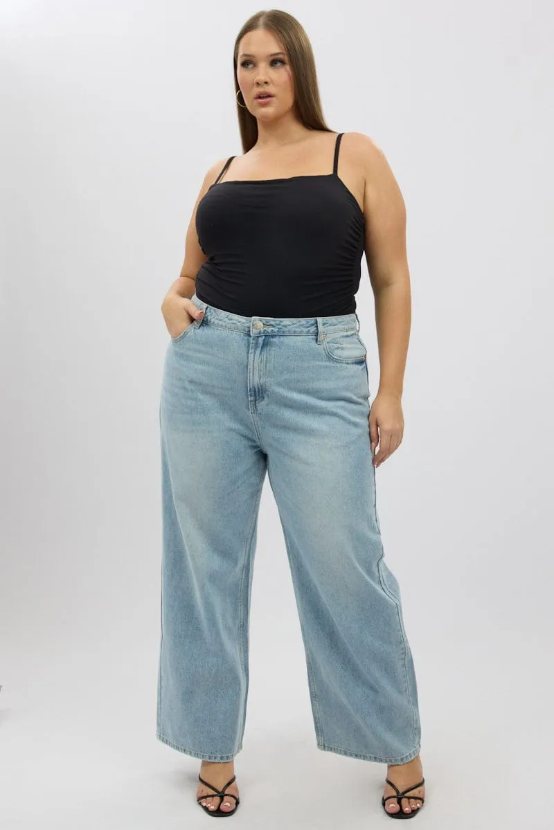 Everyday Confidence Simple Outfit Denim Wide Leg Jeans Mid Rise