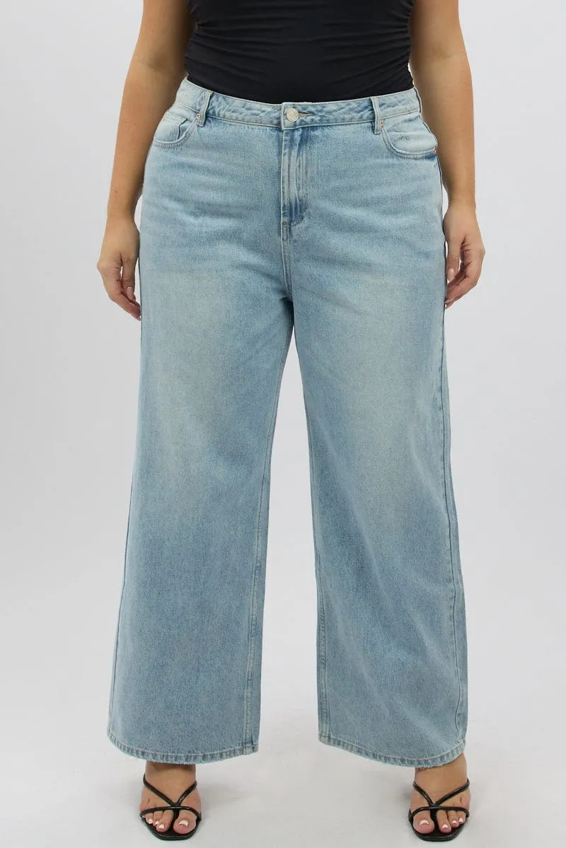 Laser Cut Edges Student Outfit Earthy Denim Wide Leg Jeans Mid Rise