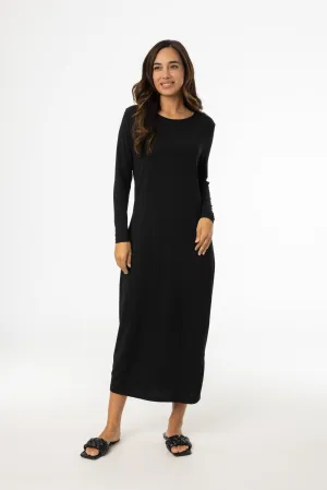 Black Shell Maxi Dress Mesh Glow LowMaintenanceMaterial