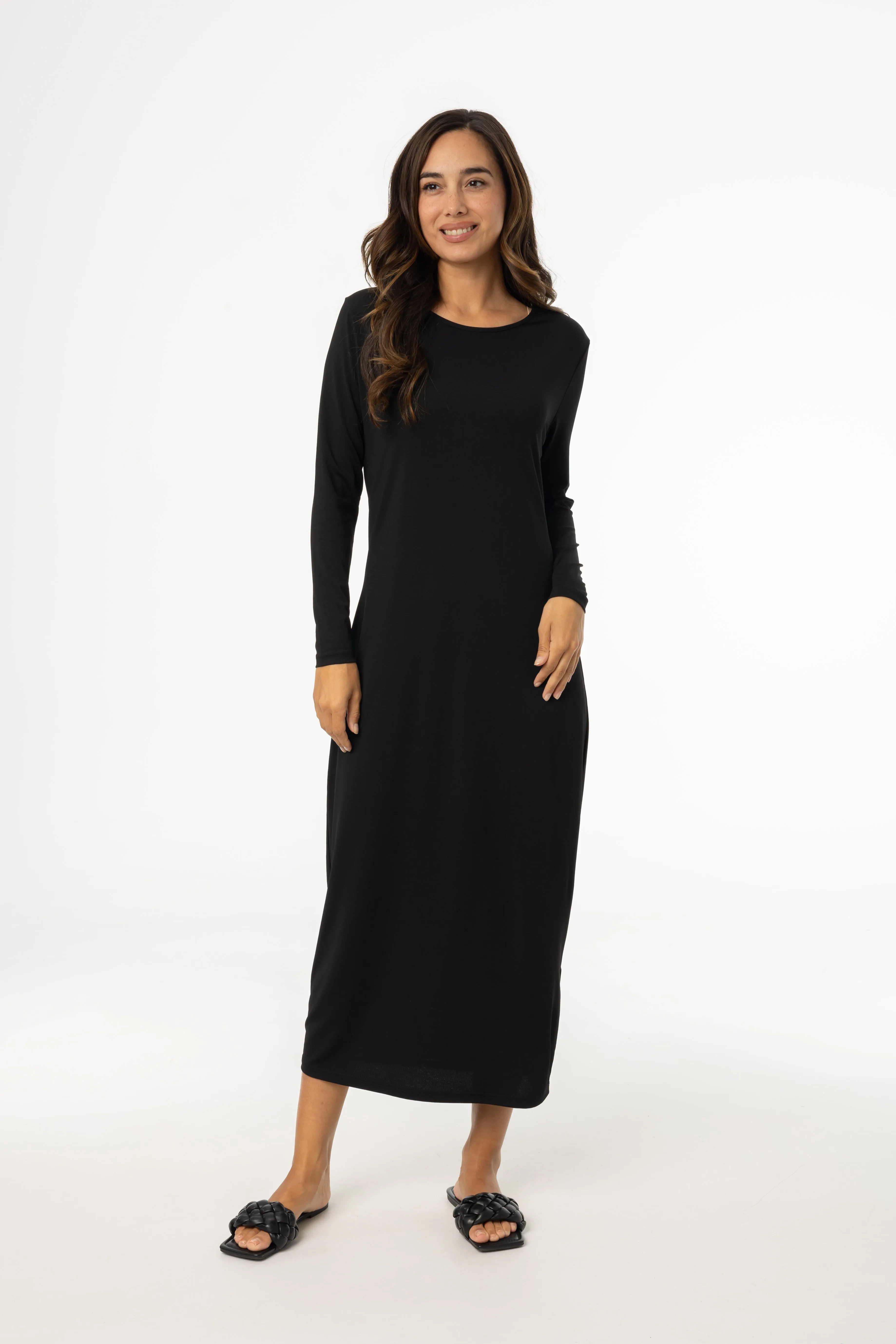 Black Shell Maxi Dress Mesh Glow LowMaintenanceMaterial