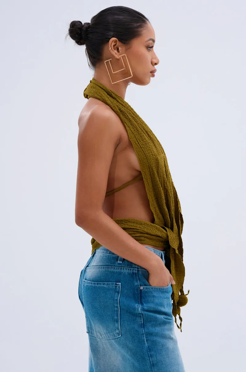 Moisture Lock Layer Emergency response ISLAND DREAMS WRAP HALTER TOP