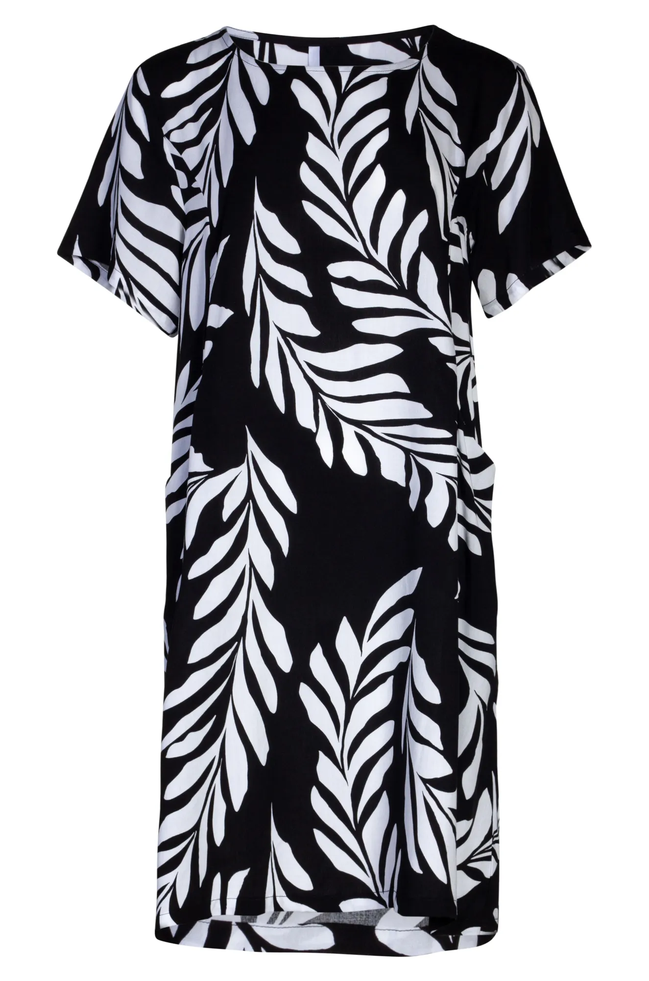 Flexible Outerwear Warm Tracksuit Round neck Dress with pockets | Black Ivory Fern | 3341A1