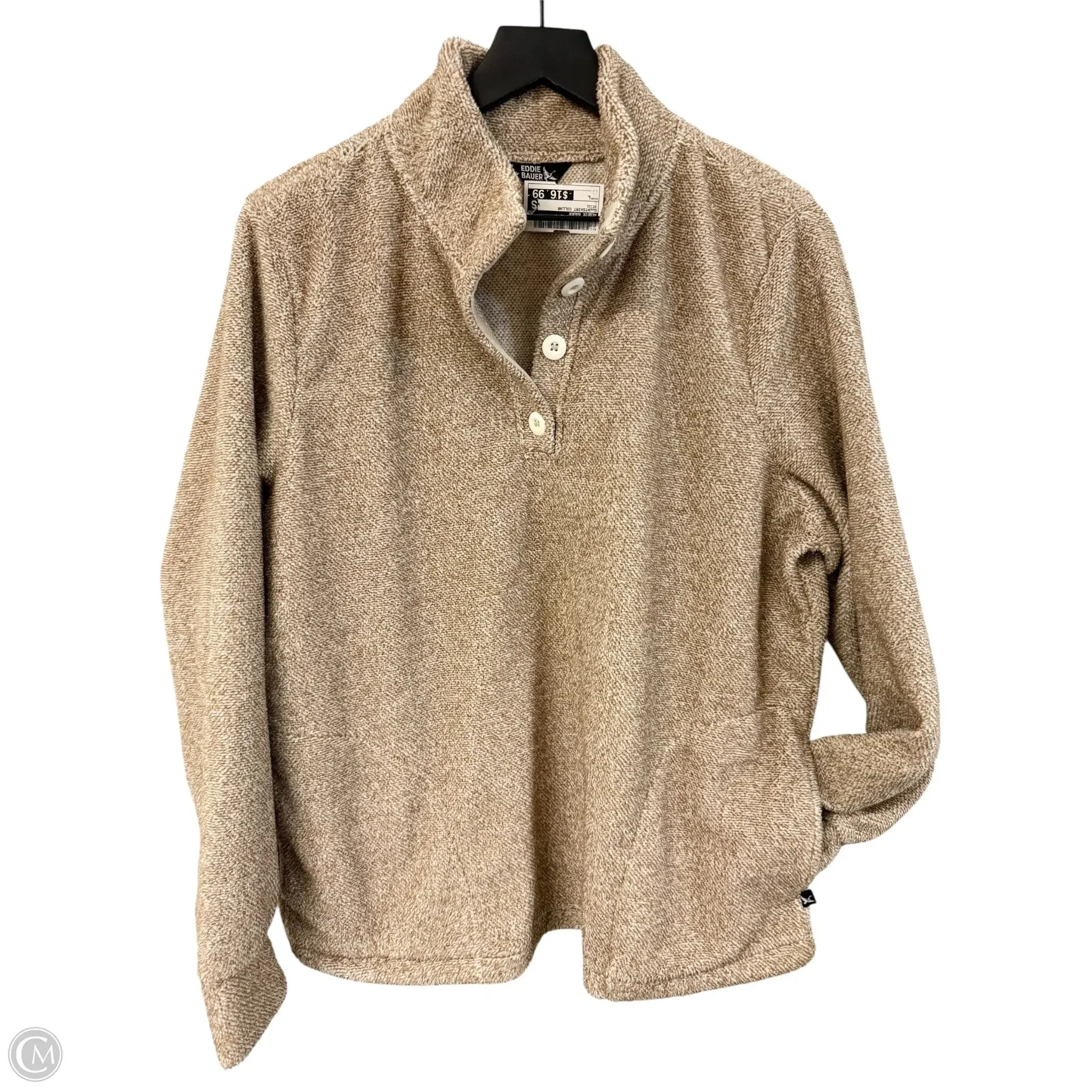 Sweatshirt Collar By Eddie Bauer In Beige, Size: L DurableReinforcedElbow