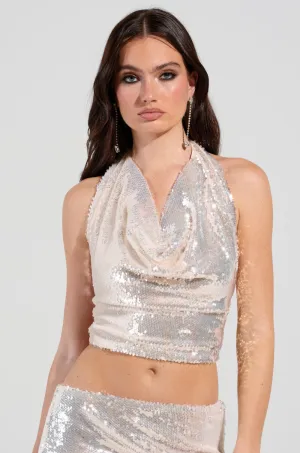 high - efficiency MORE CHAMPAGNE PLEASE COWL NECK TOP