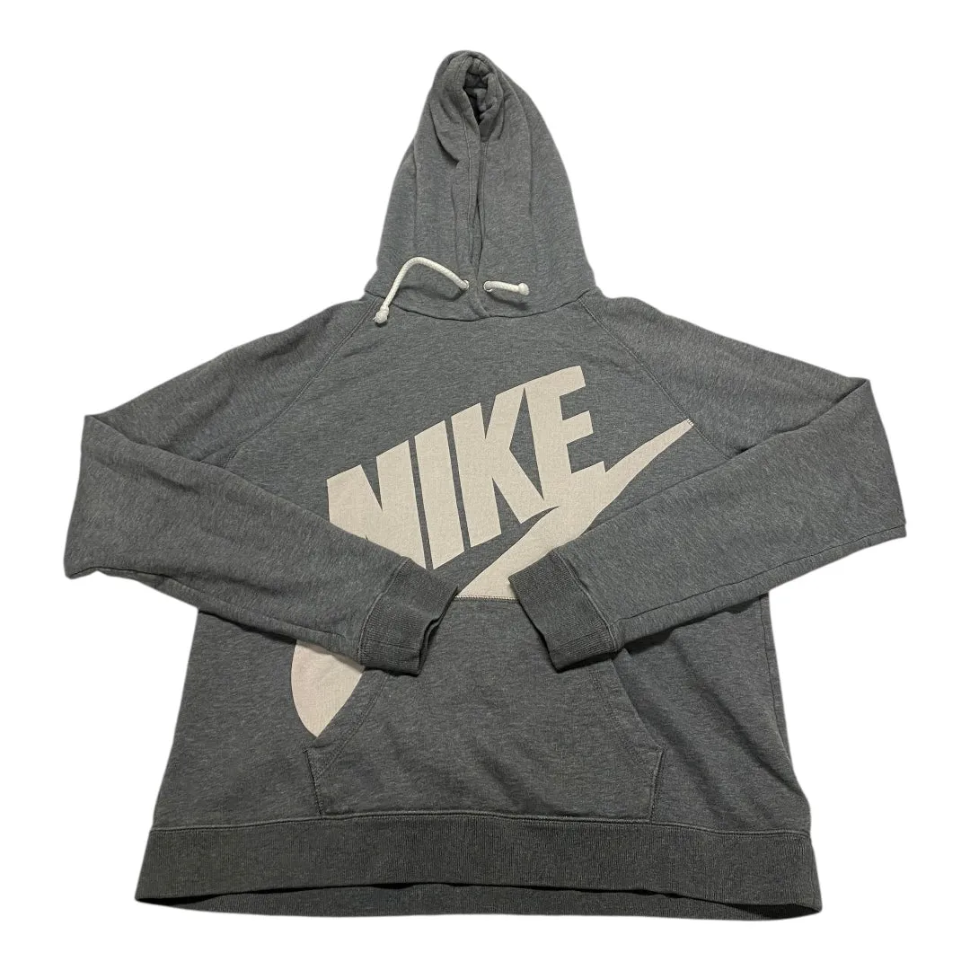 Seasonal Style Athletic Sweatshirt Hoodie By Nike In Grey, Size:L