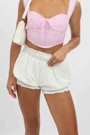 Comfortable Stretch White Bloomer Shorts