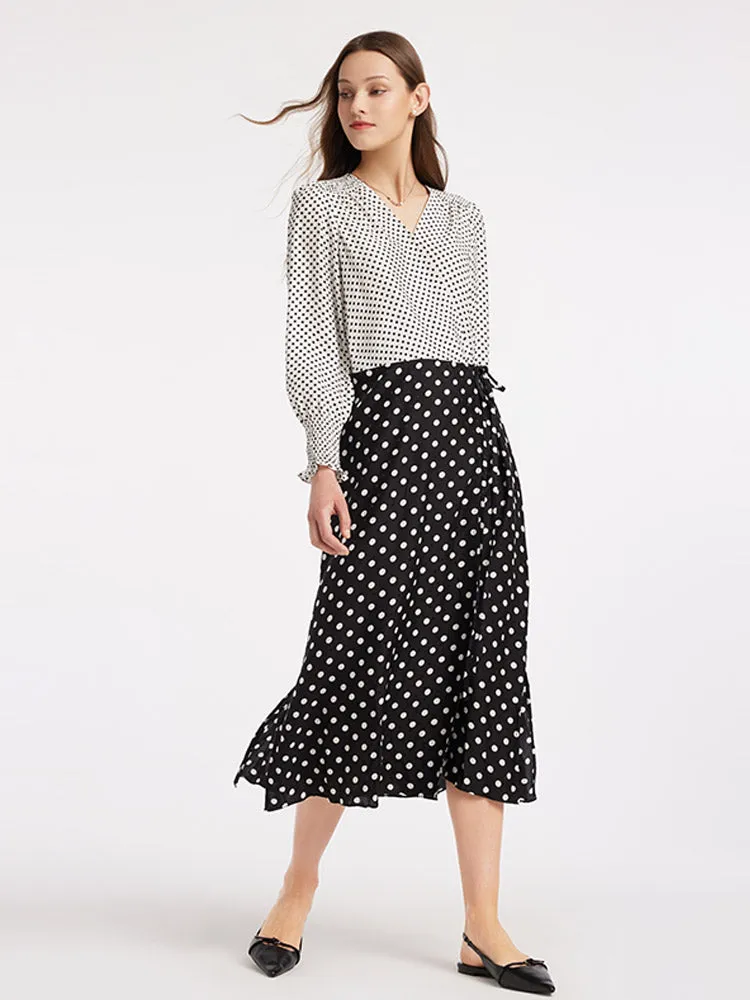PressureRelief Seams Self Love Polka Dots Slim V-Neck Wrap Maxi Dress