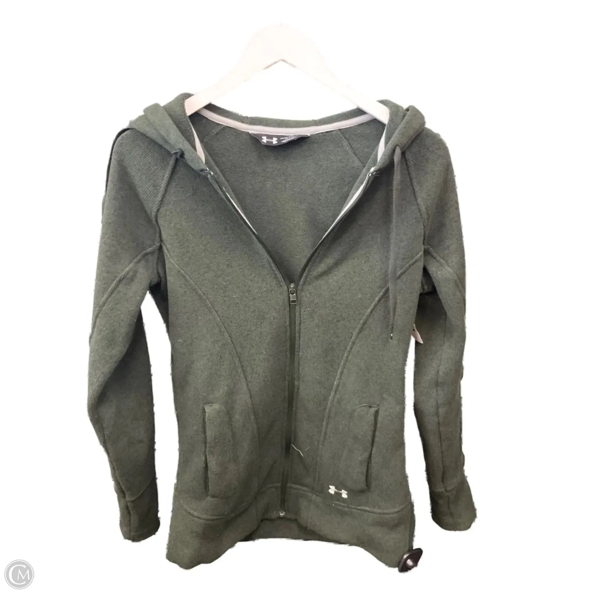 Athletic Sweatshirt Hoodie By Under Armour In Green, Size: S Flexible Hemline ConvertibleStyle