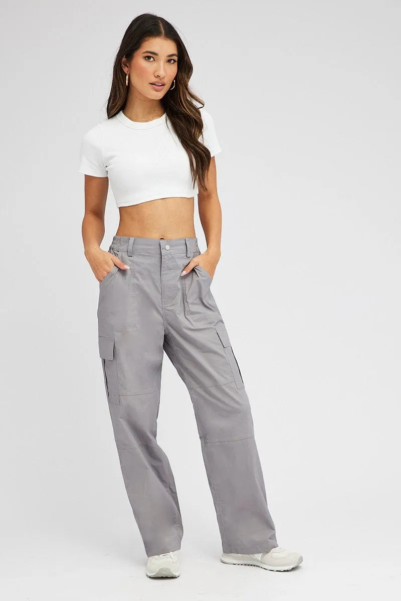 Grey Cargo Pants Mid Rise Reversible design