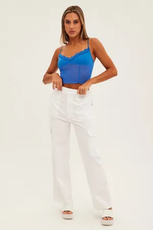 Chilly Weather Comfort On The Go White Cargo Pants Mid Rise Carpenter