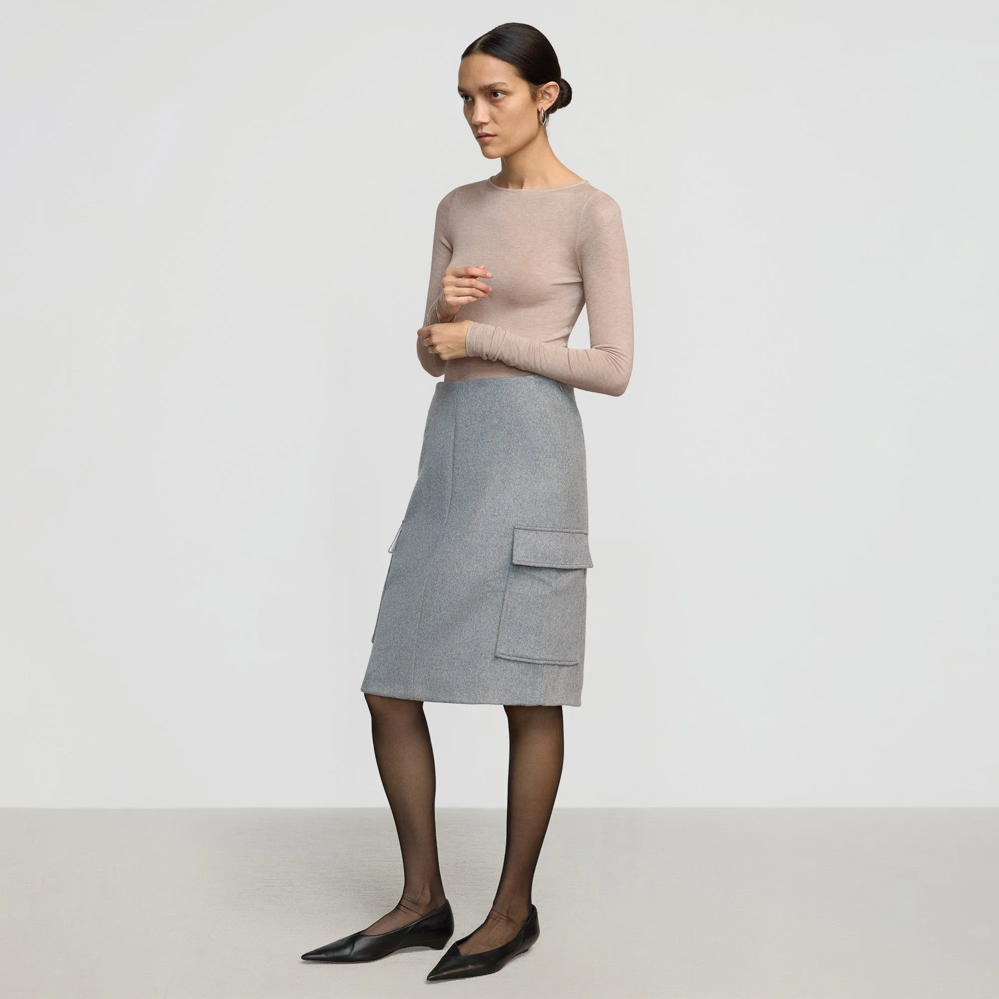 Felicia Wool Utility Midi Skirt mix and match