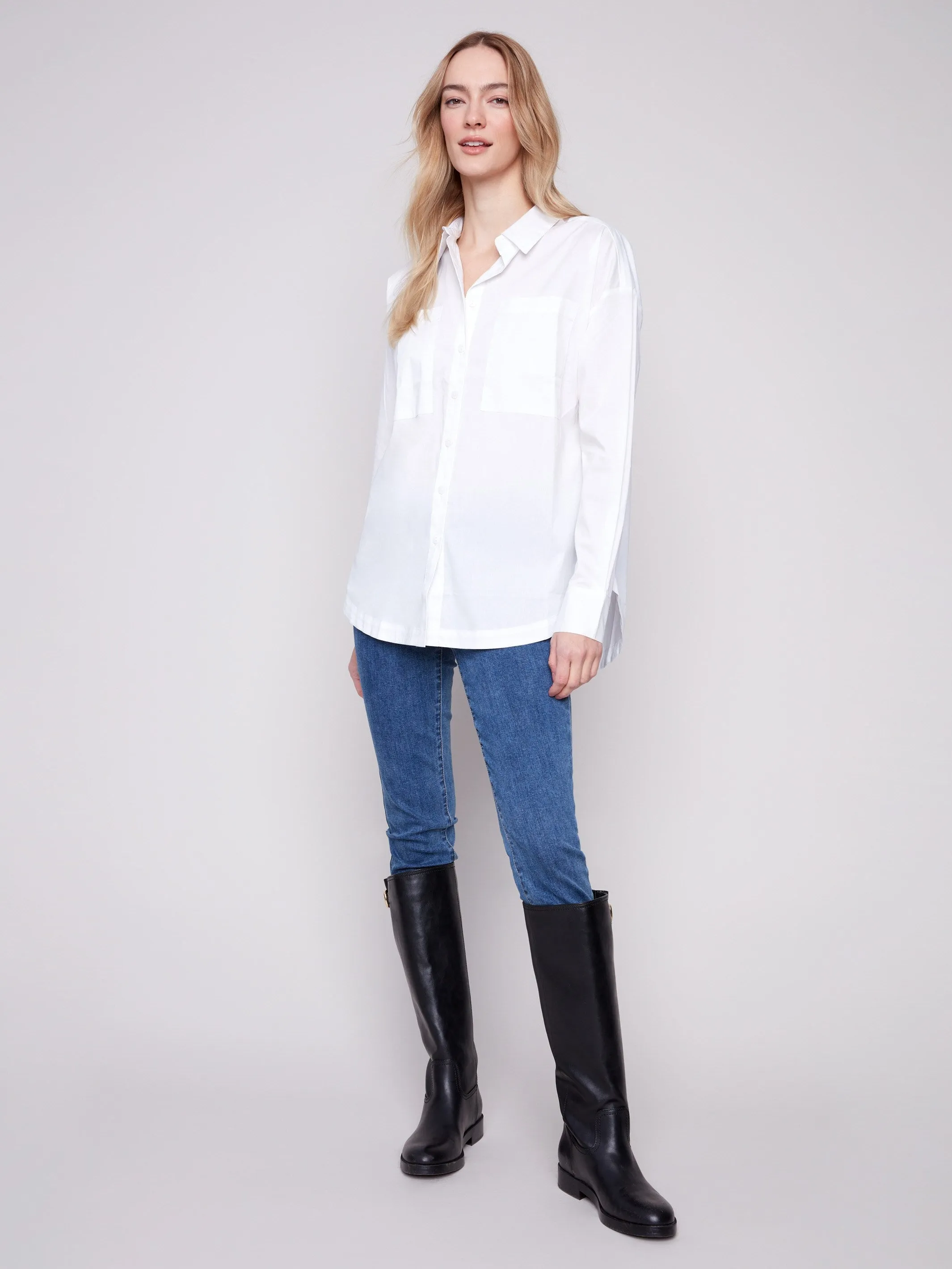 Loose Poplin Shirt - White Business Attire