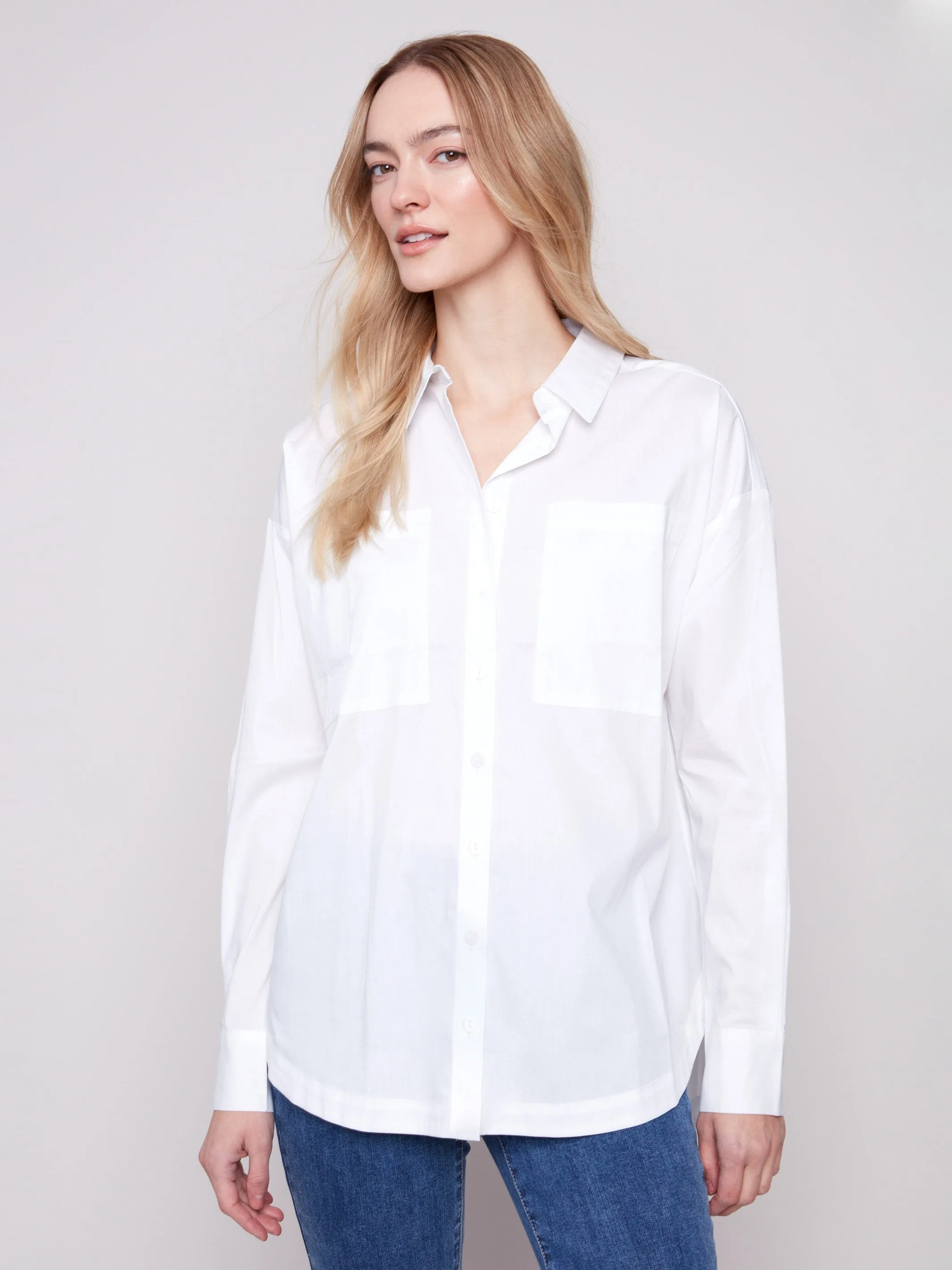 Regular Fit Hike Fit Loose Poplin Shirt - White