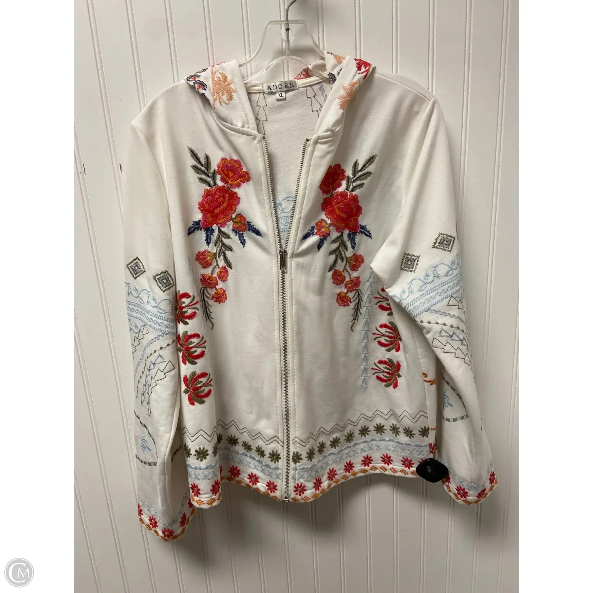 StaticFree Material Sweatshirt Hoodie By Adore In White, Size: Xl