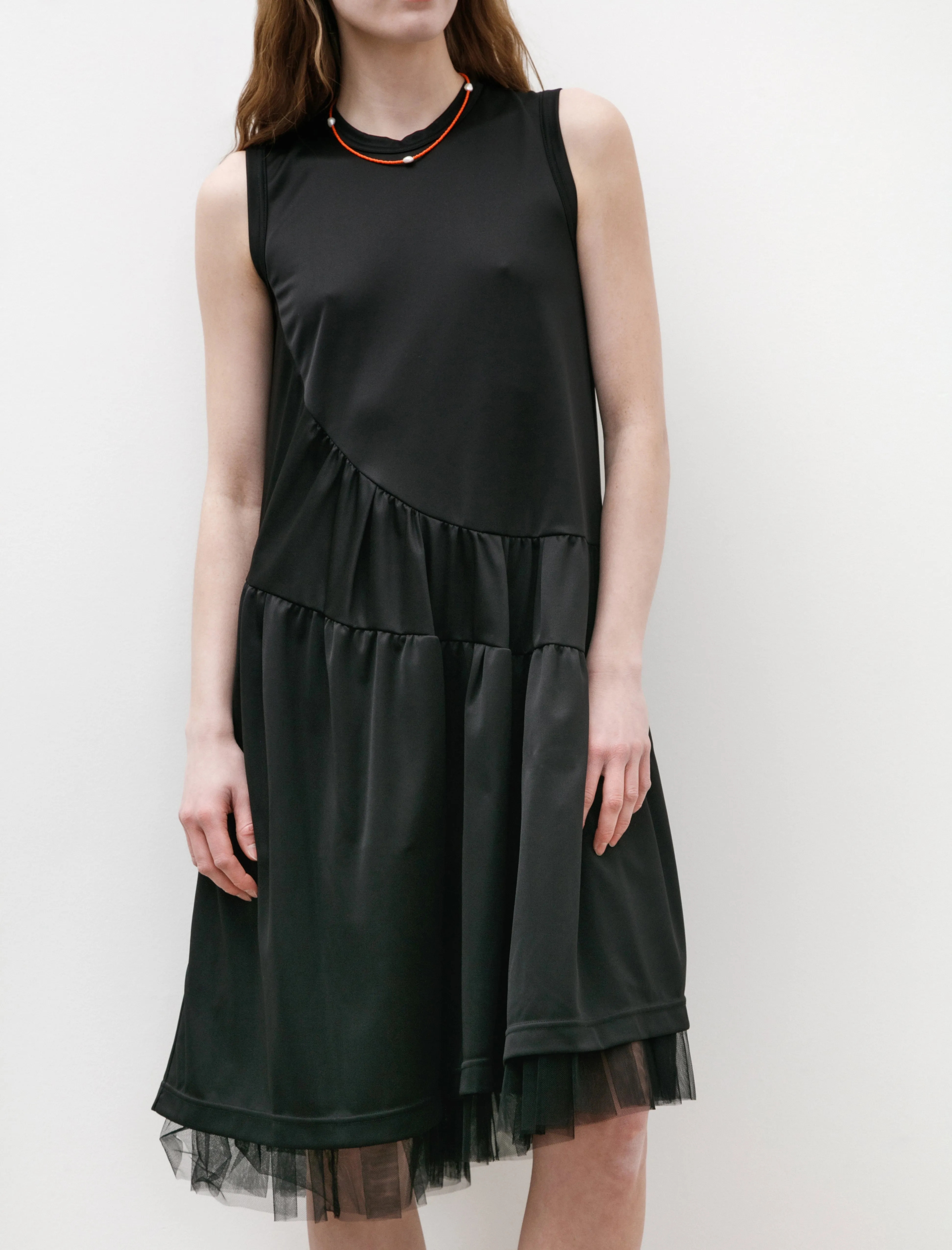 Tiered Poly Jersey Dress Black City Beat Casual Trousers