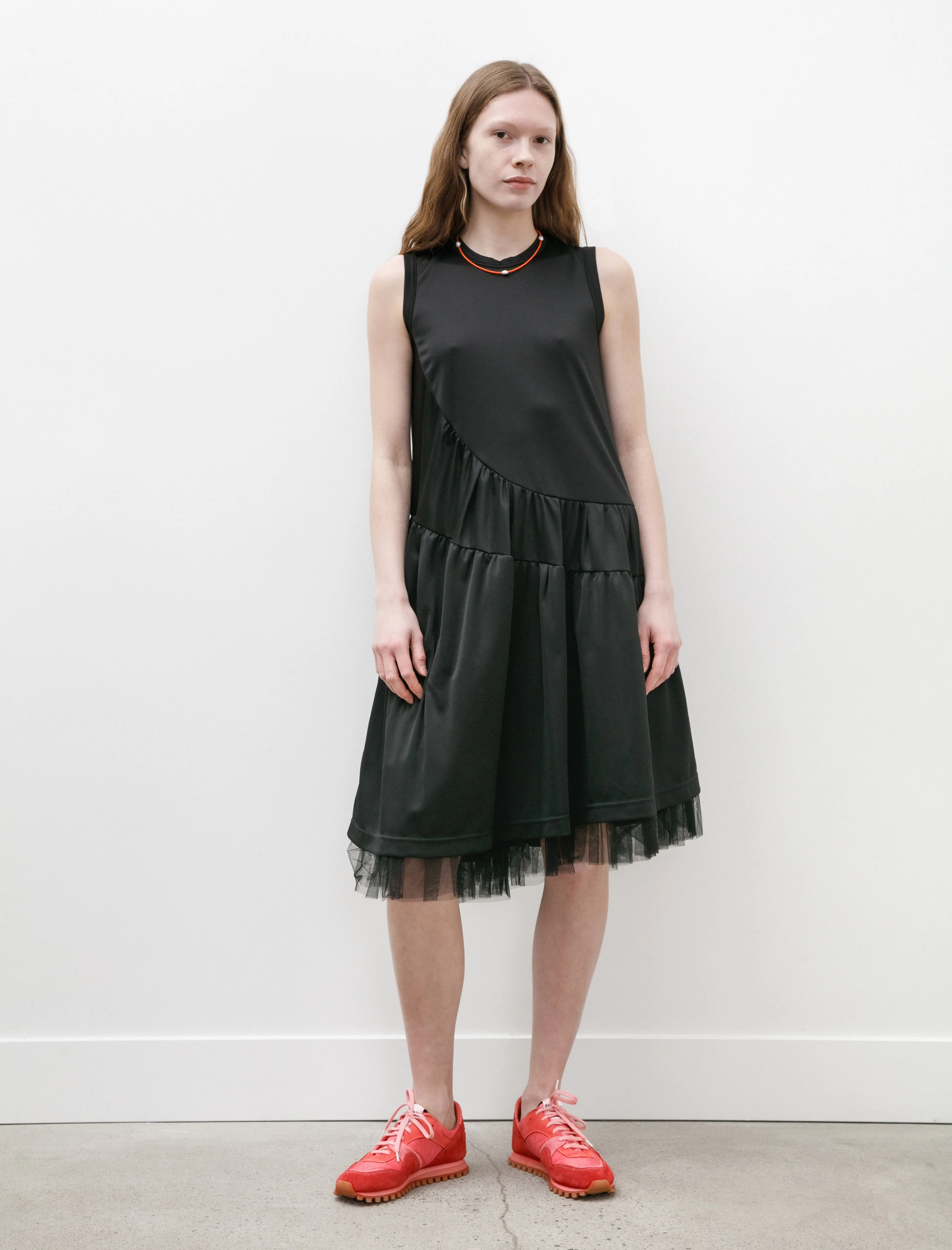 Tiered Poly Jersey Dress Black Stylish Protection