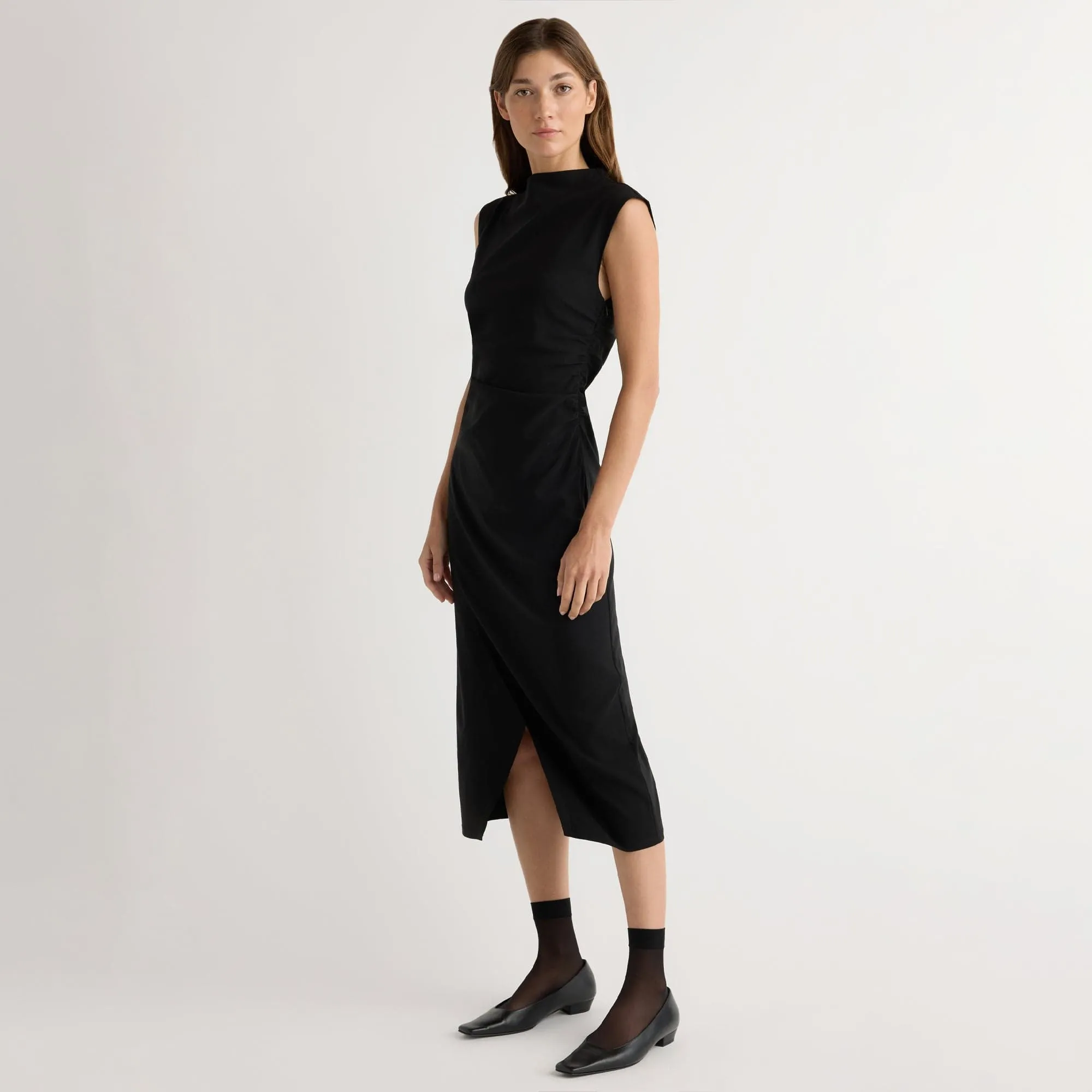 Manon Asymmetric-Neck Ruched Dress Spark Mood NonRestrictiveSilhouette