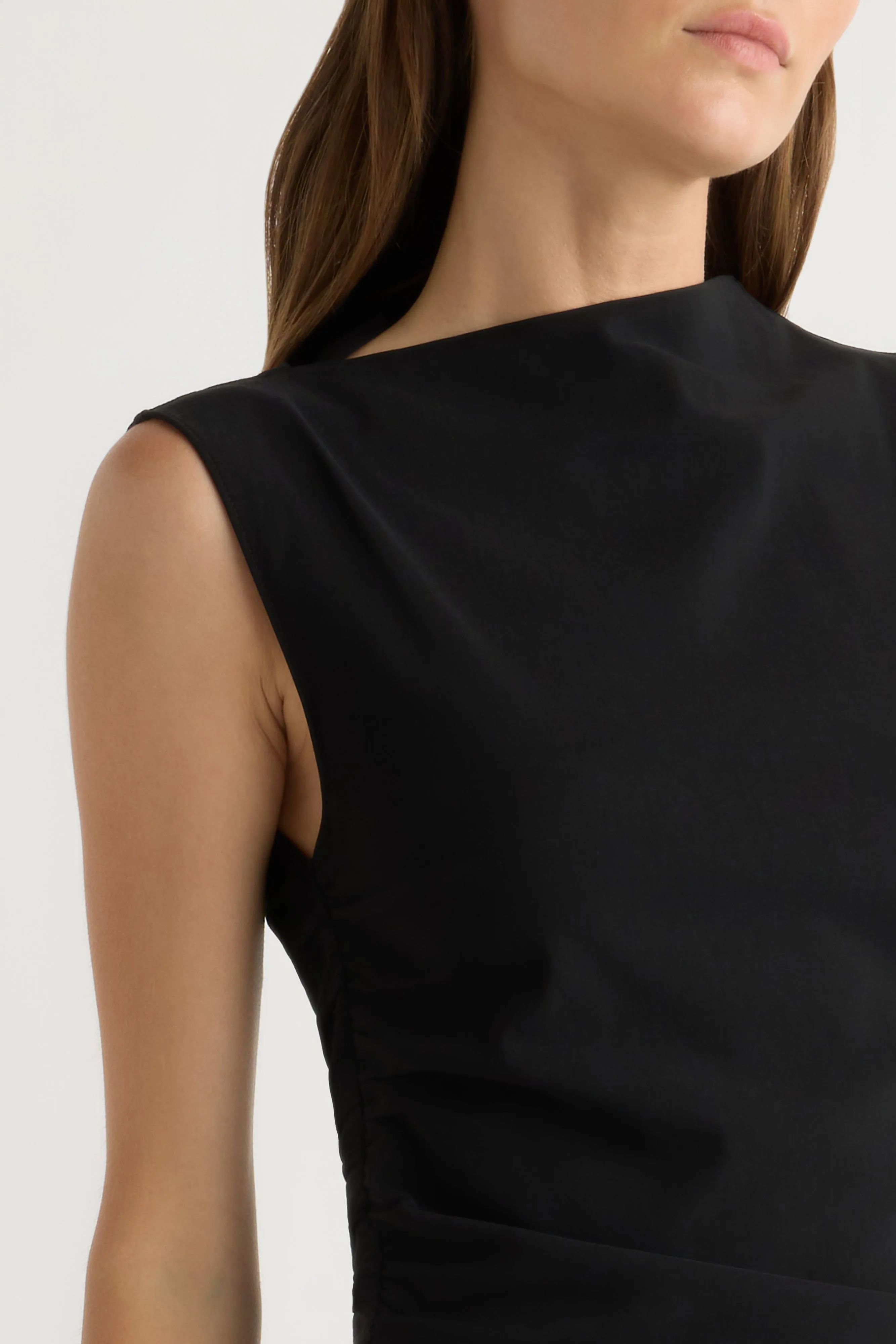 EcoDye Process Manon Asymmetric-Neck Ruched Dress