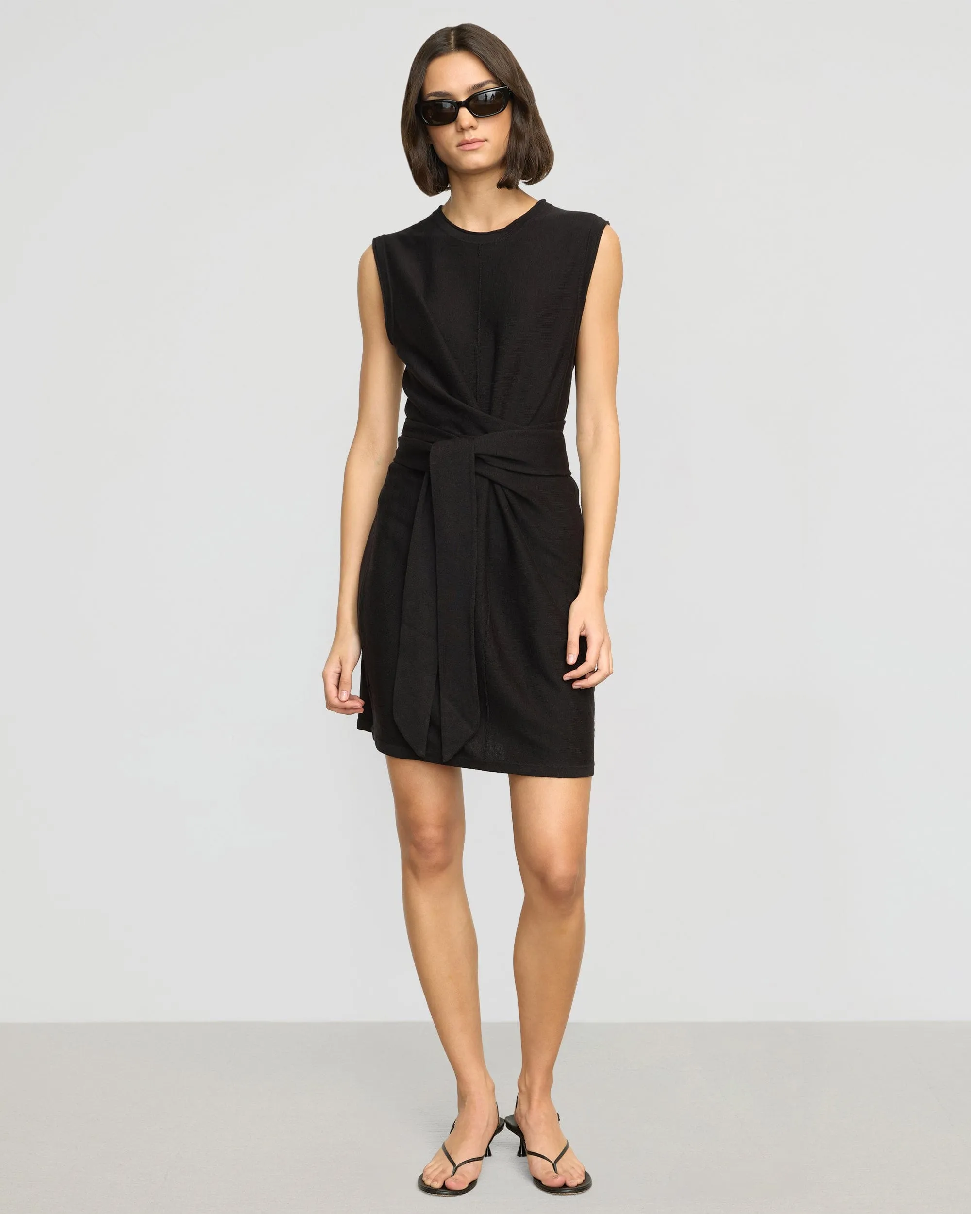 Rini Linen-Cotton Tie-Front Mini Dress Global Glow