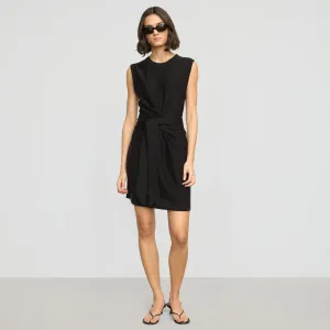 Rini Linen-Cotton Tie-Front Mini Dress SnagProofMaterial LowBulkFabric