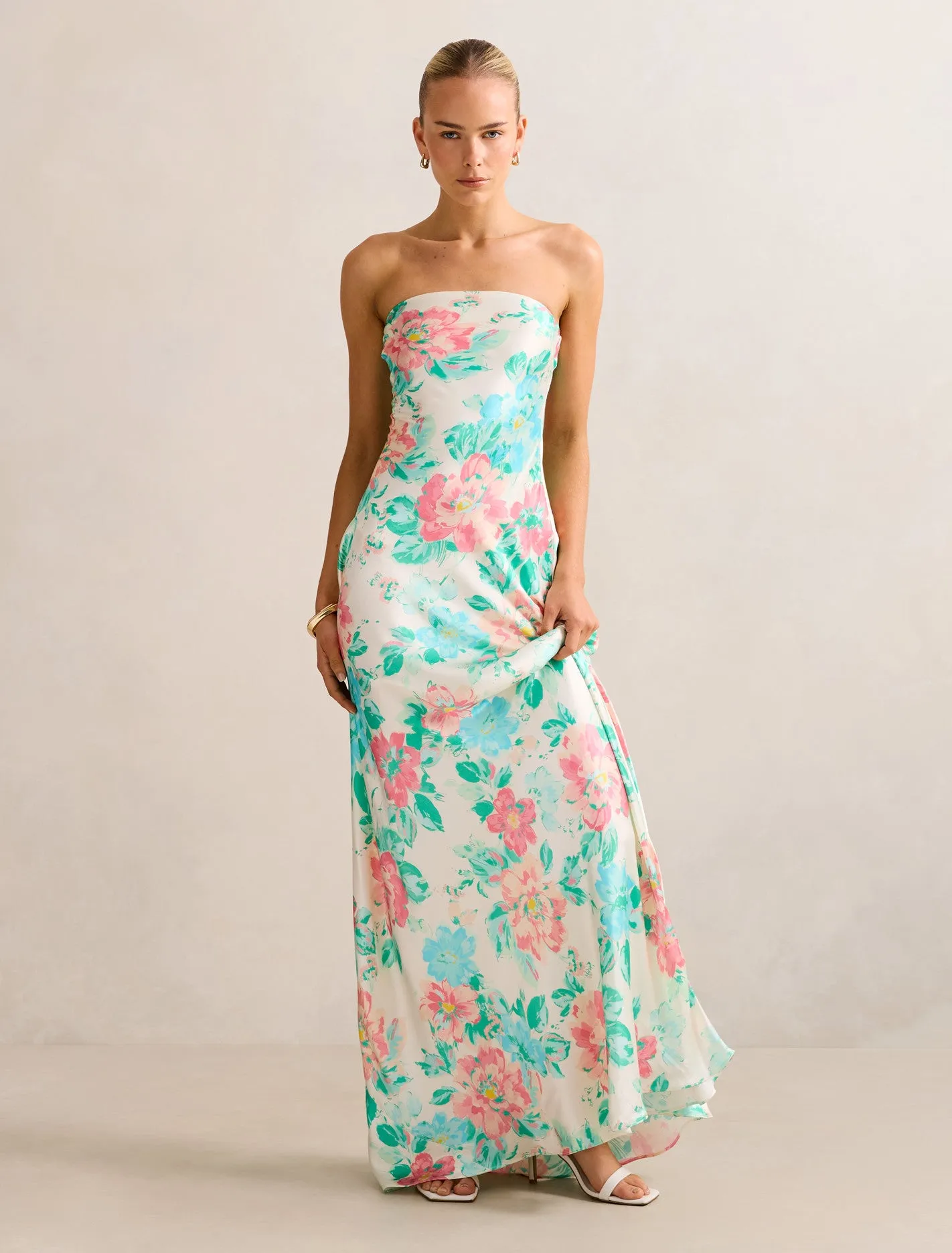 Kai Strapless Satin Maxi Dress Love Mood
