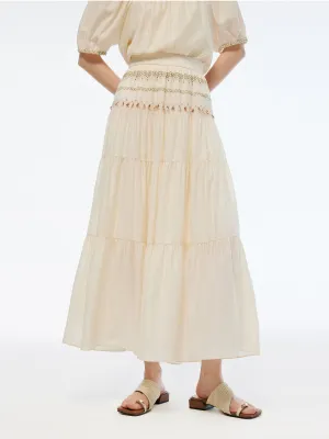 Moisture wicking Designer Inspired Acetate Blend Women Embroidered Skirt