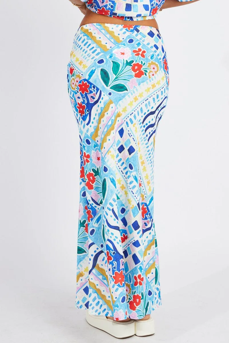 Urban Edge Laser cut Multi Abstract Maxi Bias Skirt