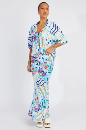 Light Touch Multi Abstract Maxi Bias Skirt