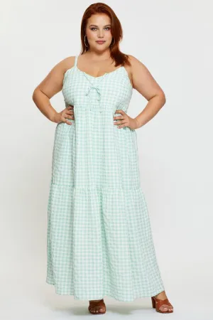Check Maxi Dress V-neck Sleeveless Ethnic Vibe Town Glow