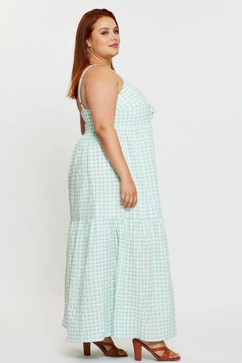 Metallic Pop Sequin Glow Check Maxi Dress V-neck Sleeveless