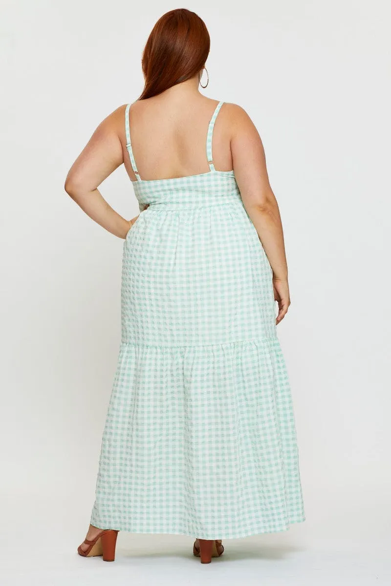 Check Maxi Dress V-neck Sleeveless Casual yet elegant outfit Spring Bloom