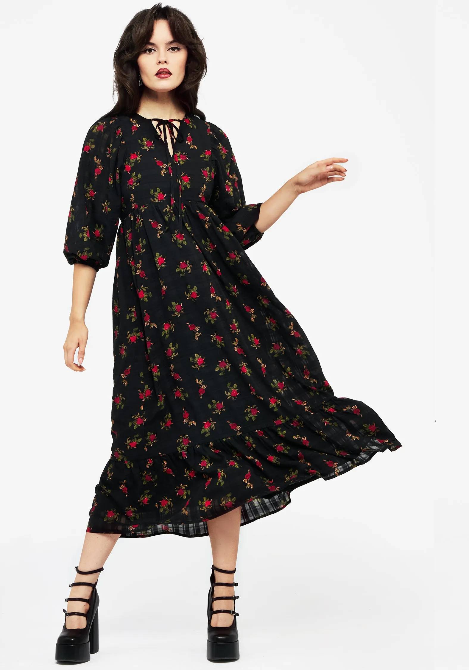 Darcey Floral Print Chiffon Midaxi Dress Fall Path