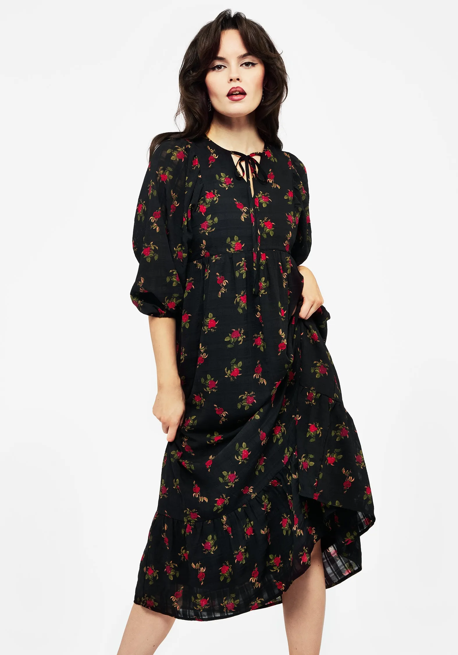 Travel Easy Maple Lane Darcey Floral Print Chiffon Midaxi Dress