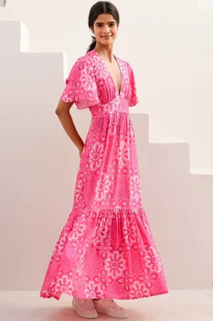 Air Flow Sylvie EcoVero? Dress | Lace Floral Pink/White