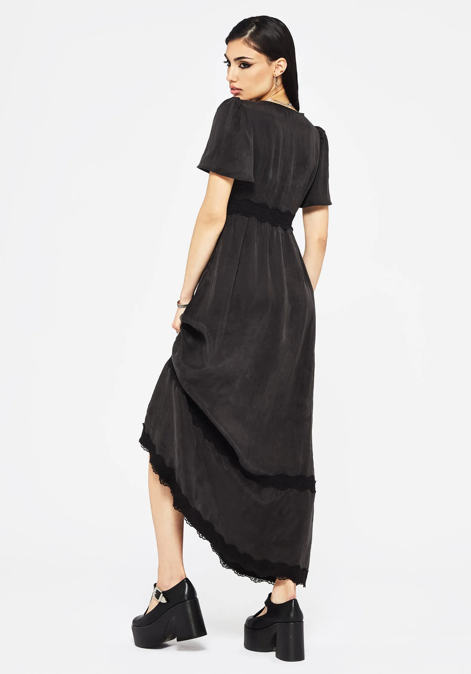 Maeve Lyocell Blend Lace Detail Maxi Dress Golden Hour Travel Easy