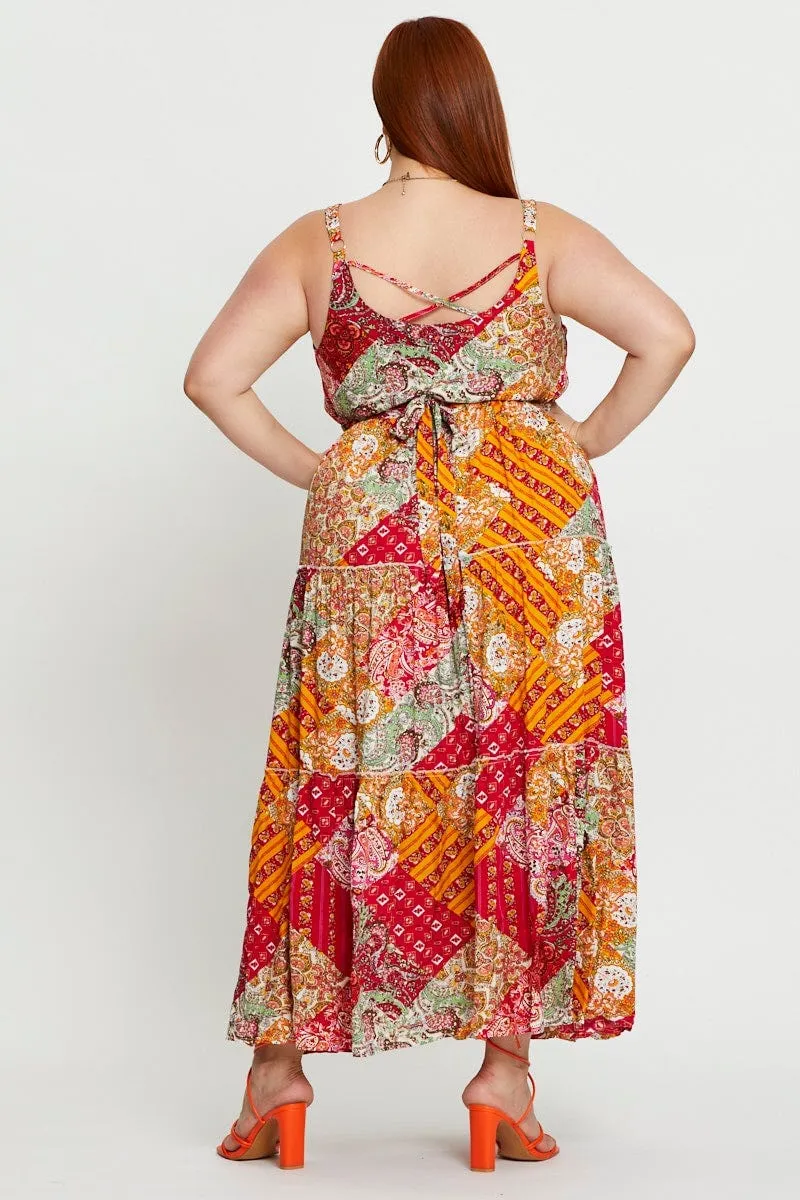 Morning Mist Tower View Paisley Pr Maxi Dress Square Neck Sleeveless