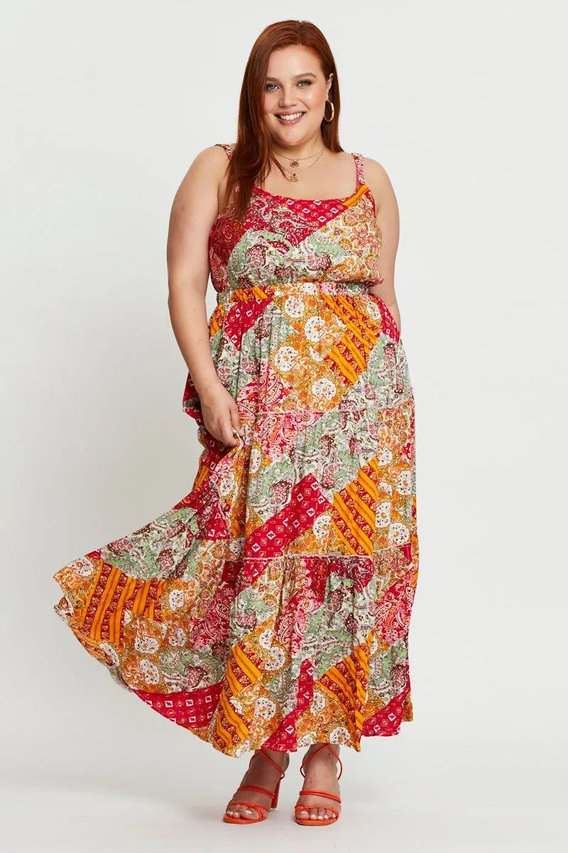 Paisley Pr Maxi Dress Square Neck Sleeveless Starlight Sky Lantern Arm
