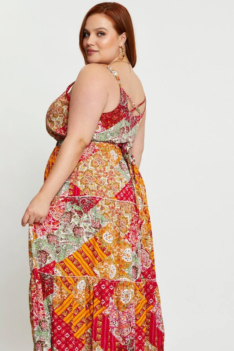 Cozy evening dress Lily Bloom Paisley Pr Maxi Dress Square Neck Sleeveless
